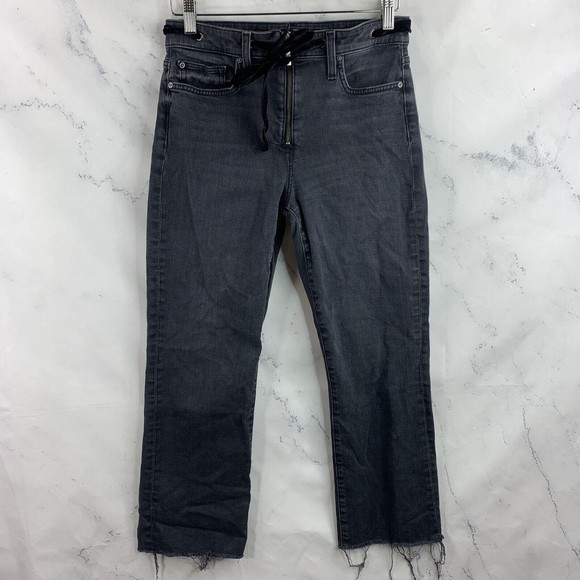 Joe’s Jeans Sz 28  The Callie Velvet Trim High Waist Crop Bootcut Jeans Gray - Picture 6 of 16